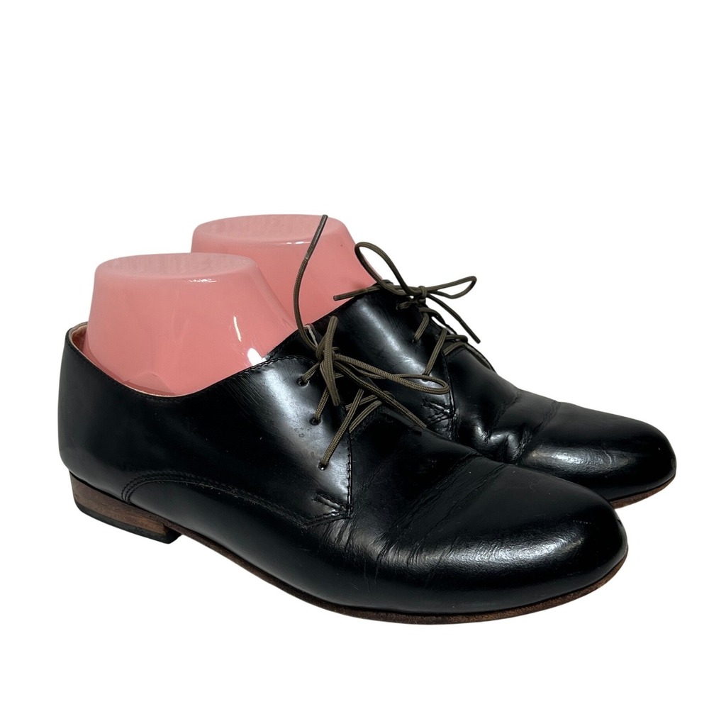 Nisolo Womens Oxford Leather Flat 7.5 Black Lace Up Dress Shoes